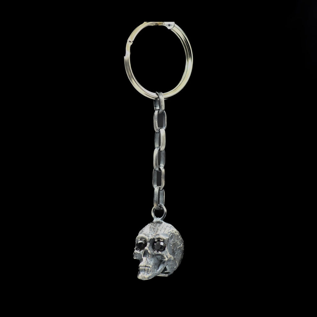 HEART SKULL KEY CHAIN CON ZIRCONIA NEGRA