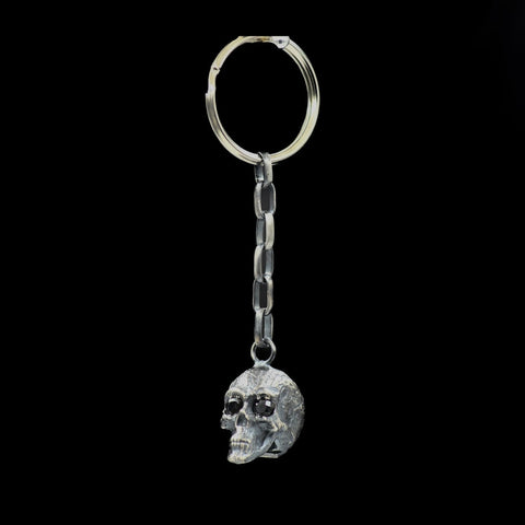 HEART SKULL KEY CHAIN CON ZIRCONIA NEGRA