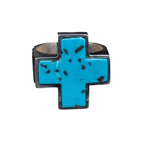 STONE CROSS RING TURQUESA
