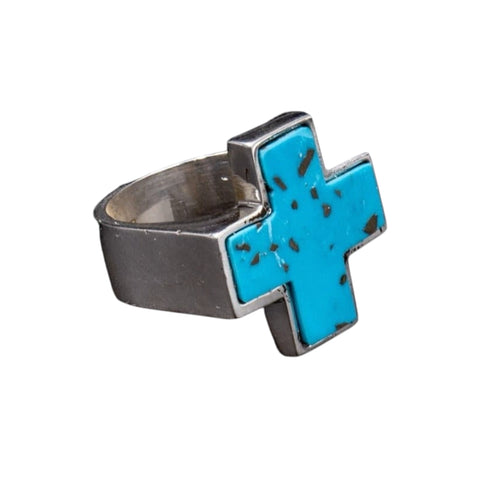 STONE CROSS RING TURQUESA