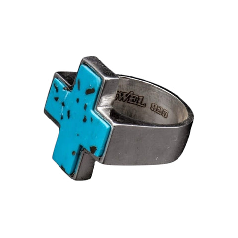 STONE CROSS RING TURQUESA