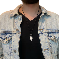 LEATHER AMULET HAMSA HAND