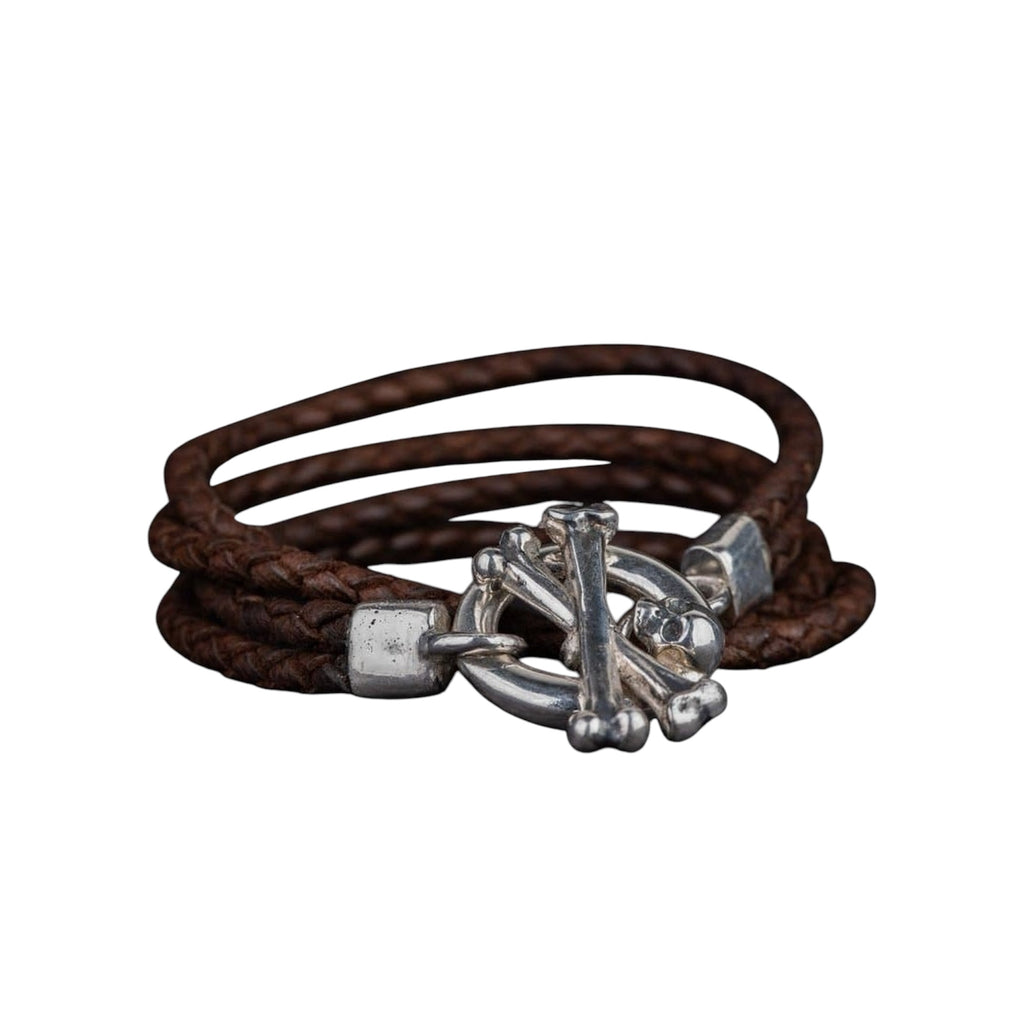 CROSSBONE LEATHER DOUBLE BRACELET
