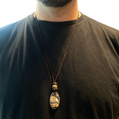 STONE LEATHER NECKLACE AGATHA