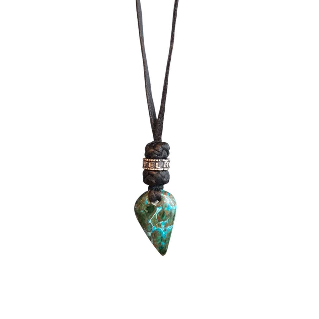 STONE LEATHER NECKLACE TURQUOISE