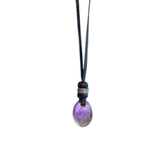 STONE LEATHER NECKLACE AMETHYST