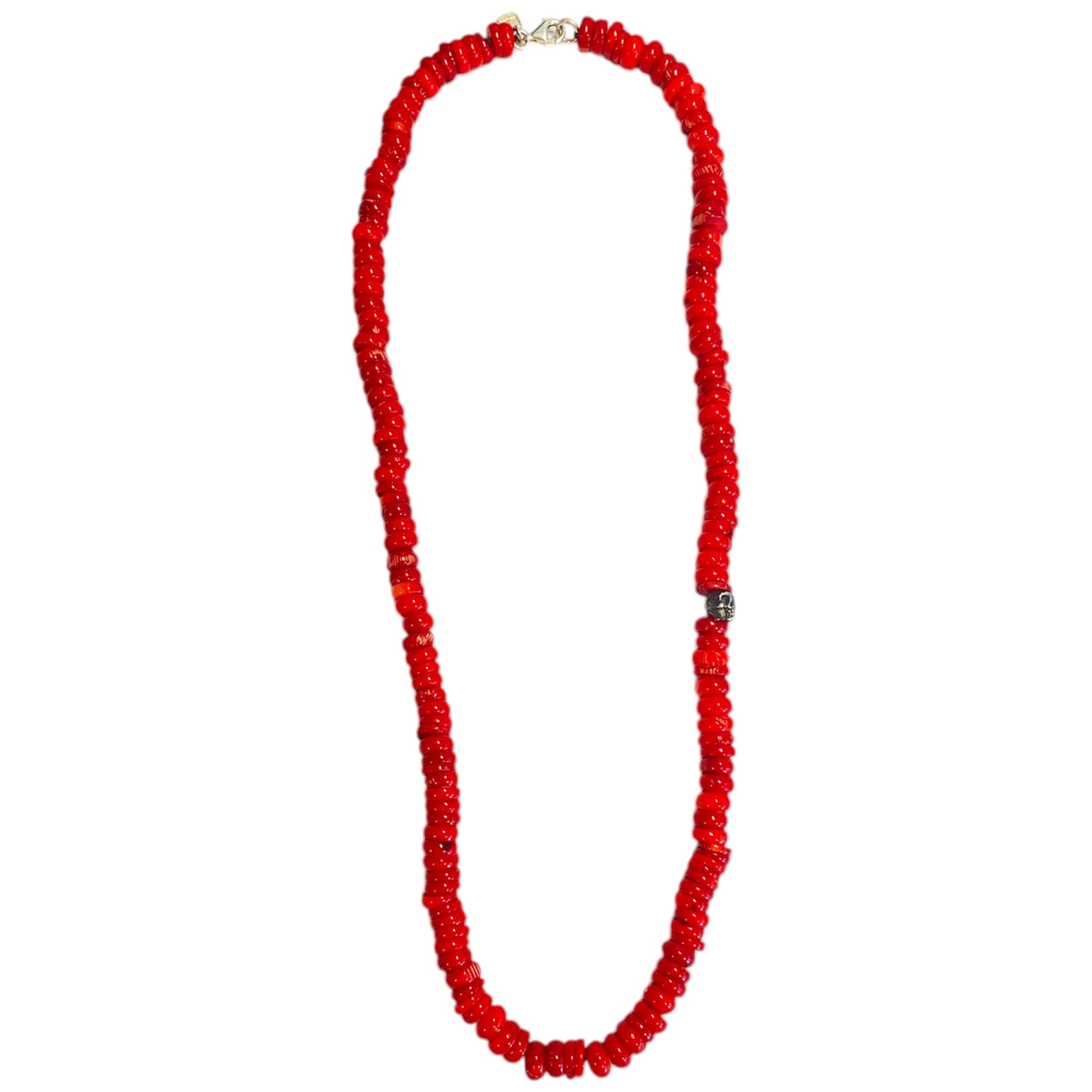 ONE SKULL CIRCLE RED CORAL NECKLACE