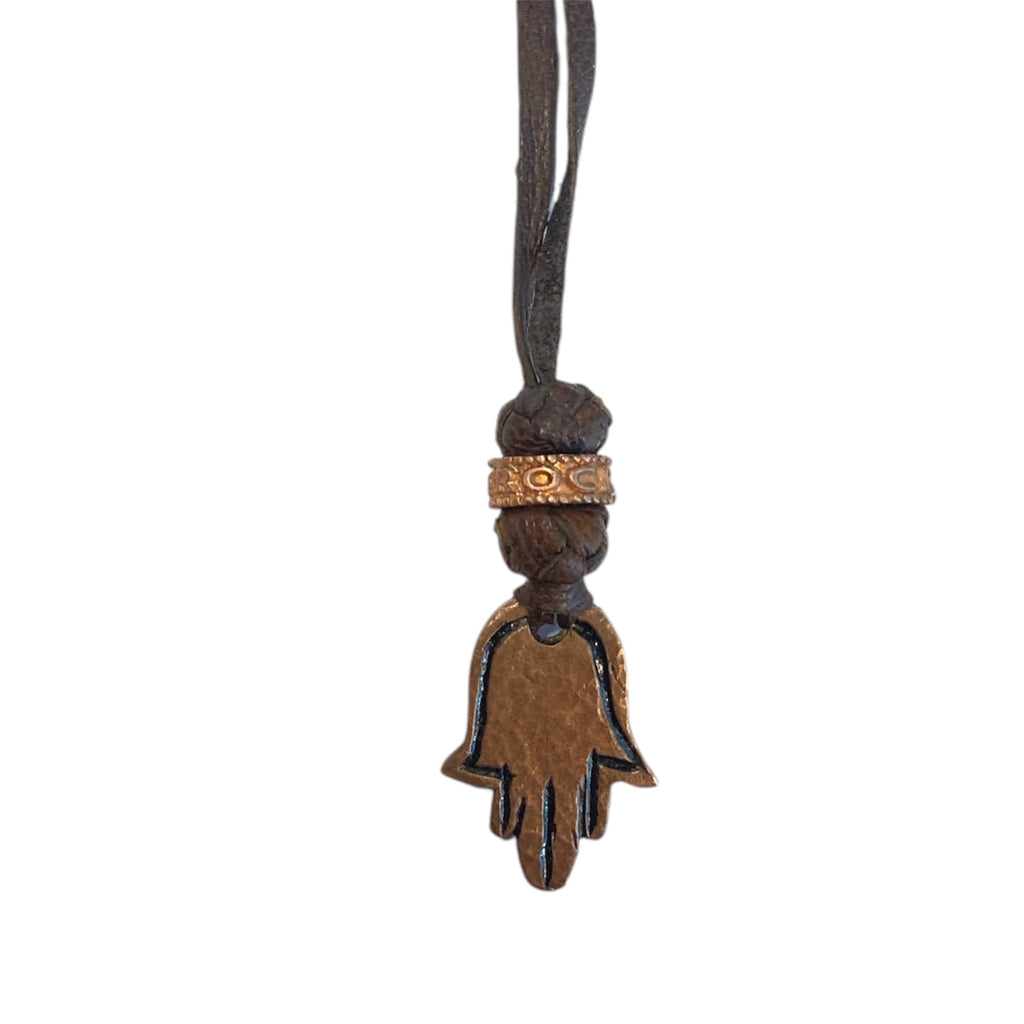 LEATHER AMULET HAMSA HAND