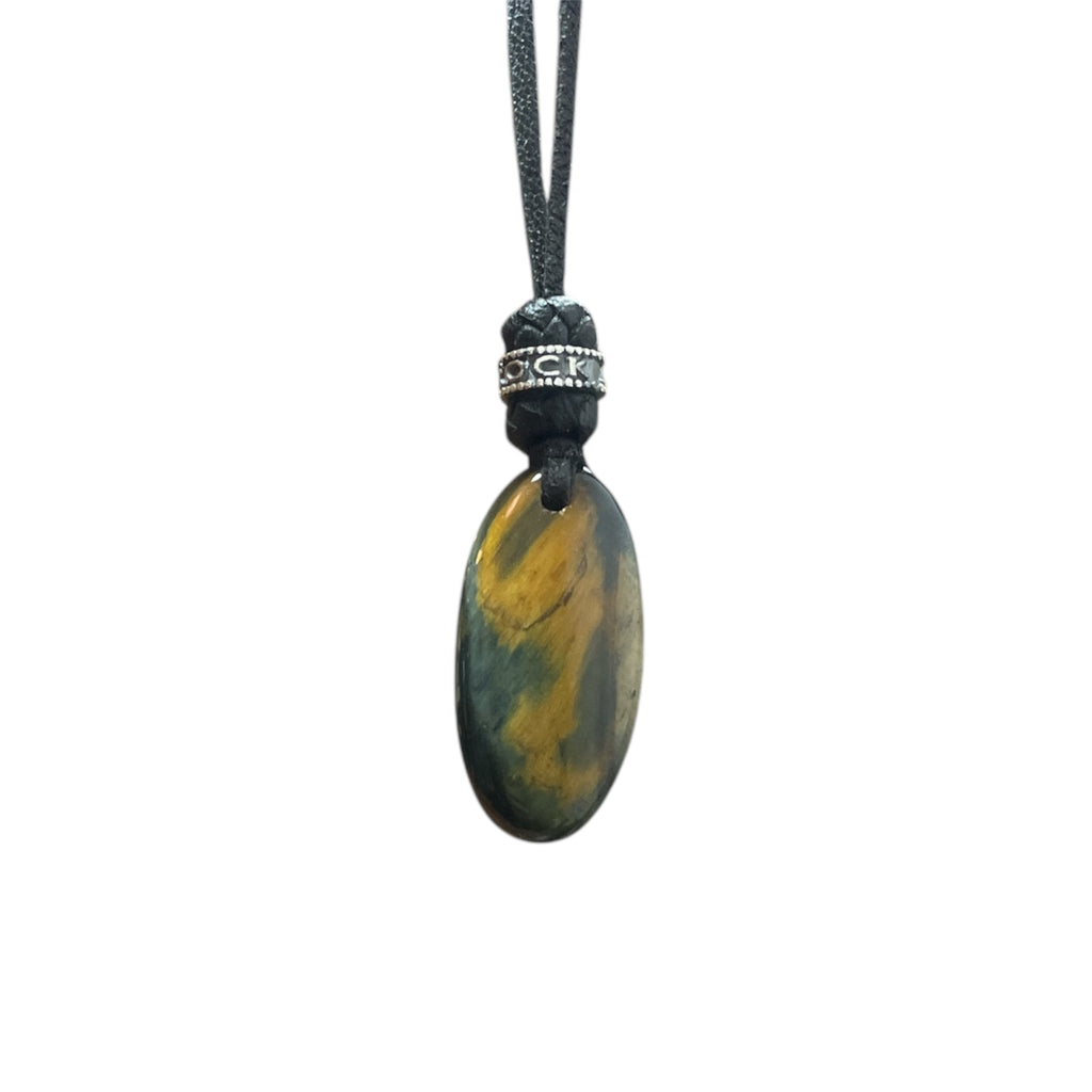STONE LEATHER NECKLACE TIGER EYE