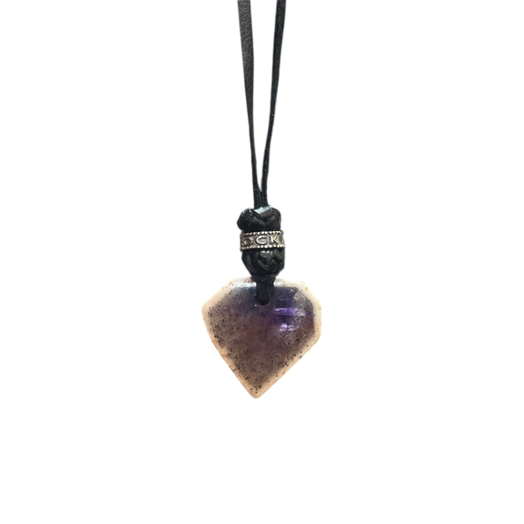 STONE LEATHER NECKLACE AMETHYST