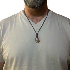 STONE LEATHER NECKLACE COBRE