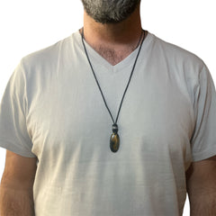 STONE LEATHER NECKLACE TIGER EYE