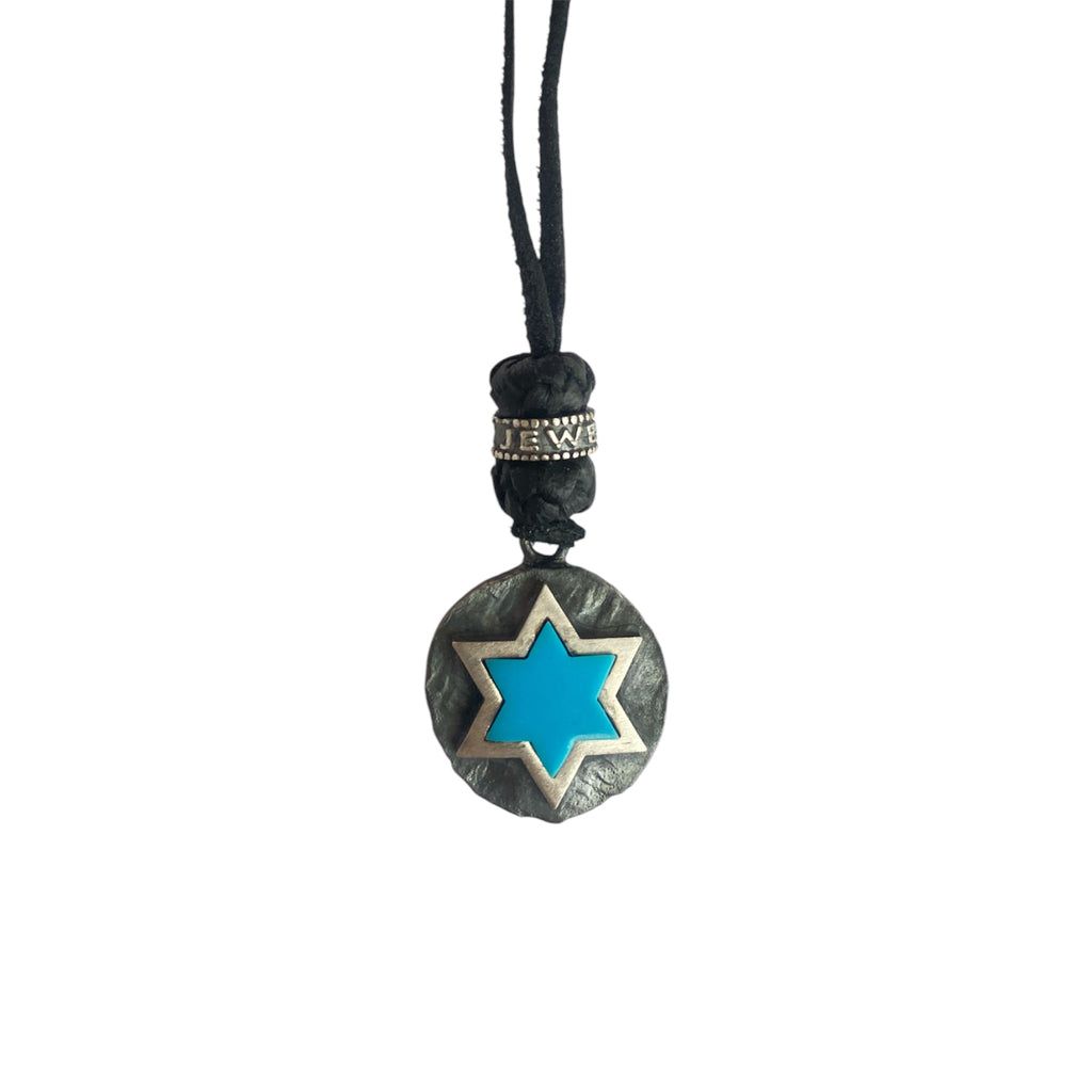 LEATHER AMULET D.STAR STONE