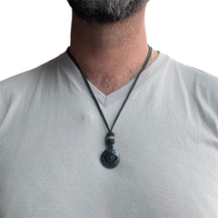 LEATHER AMULET EYE STONE