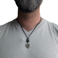 LEATHER AMULET PEACE STAR