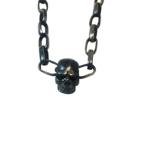 SKULL SILVER LINK NECKLACE