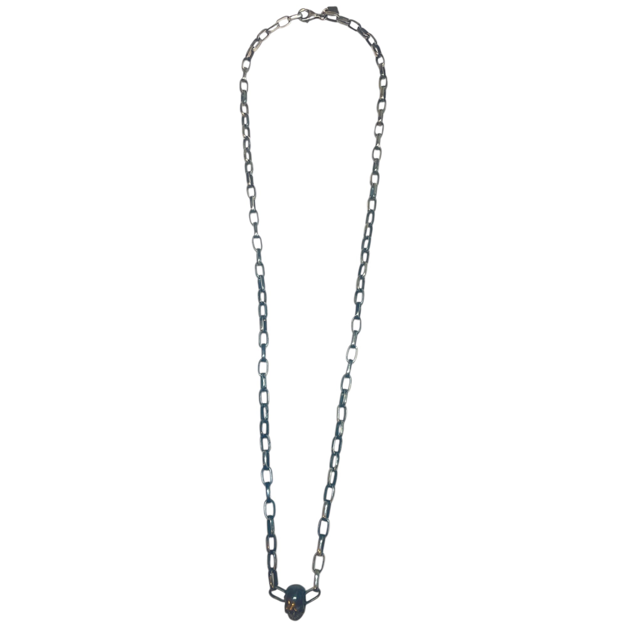 SKULL SILVER LINK NECKLACE