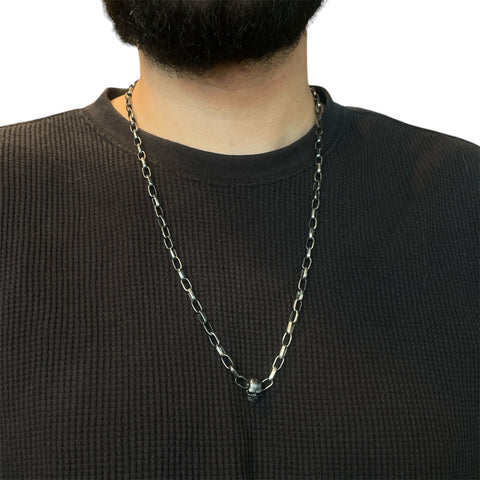 SKULL SILVER LINK NECKLACE