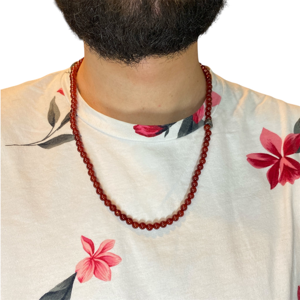 ONE SKULL CORNALINA ROJA NECKLACE