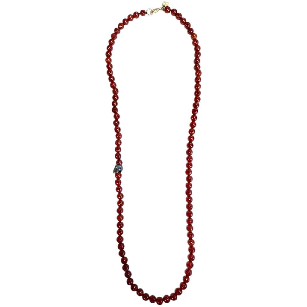 ONE SKULL CORNALINA ROJA NECKLACE