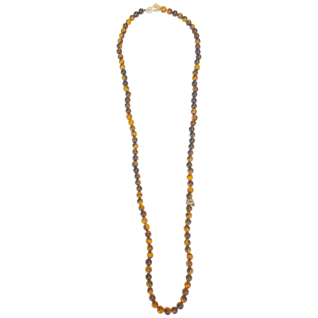 ONE SKULL TIGER EYE NECKLACE