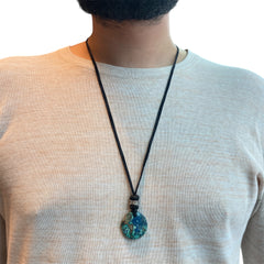 STONE LEATHER NECKLACE TURQUOISE