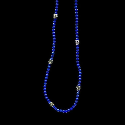 5 SKULLS LAPISLAZULI NECKLACE