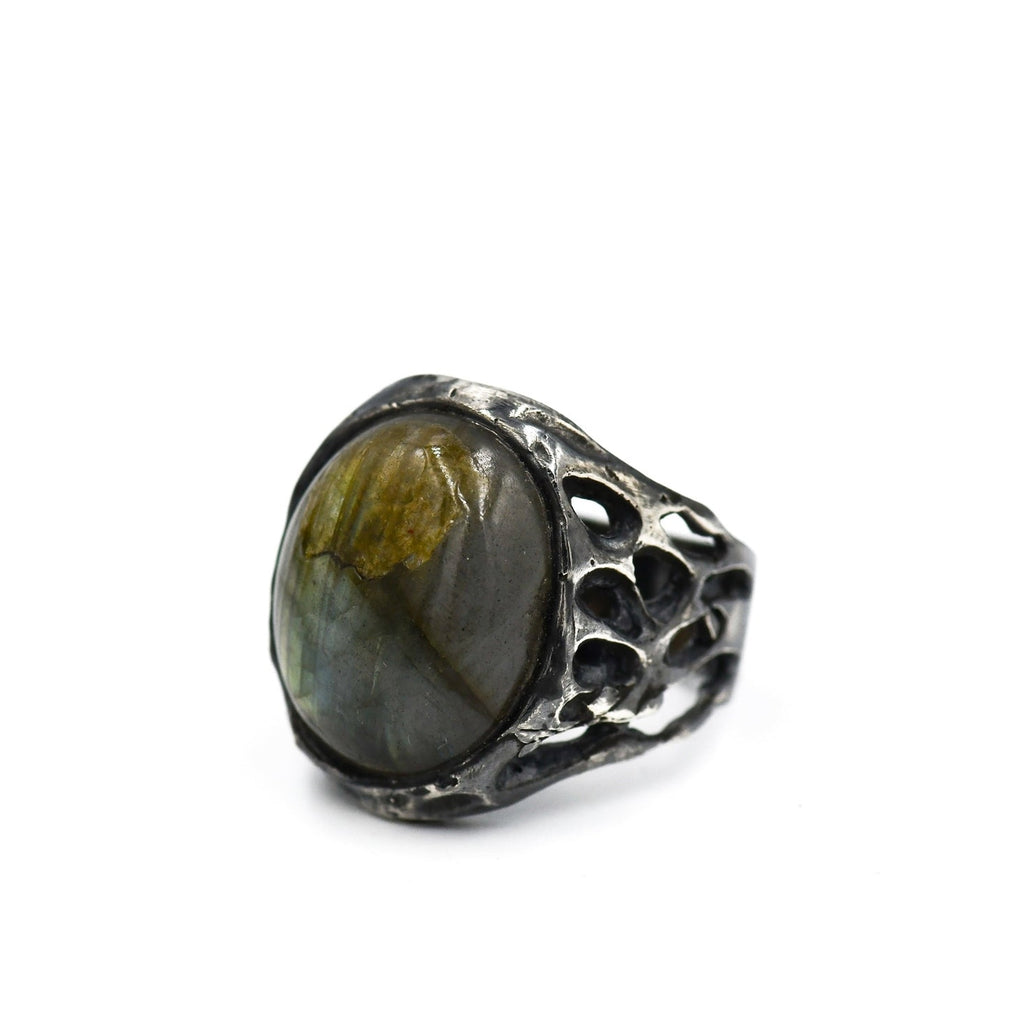 KING SALOMON LABRADORITE STONE RING