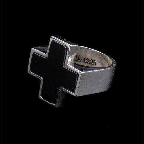 STONE CROSS RING ONIX