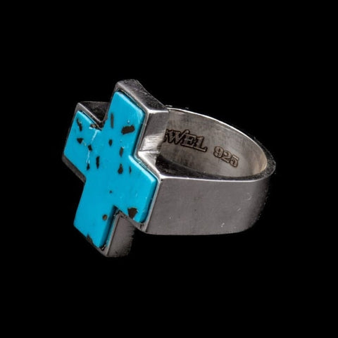 STONE CROSS RING TURQUESA