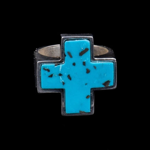 STONE CROSS RING TURQUESA