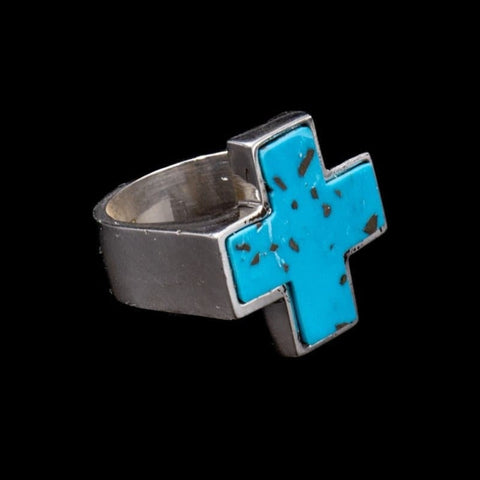STONE CROSS RING TURQUESA