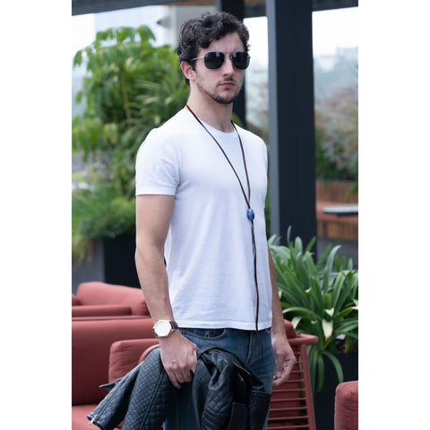 STONE LEATHER NECKLACE - Rock and Jewel